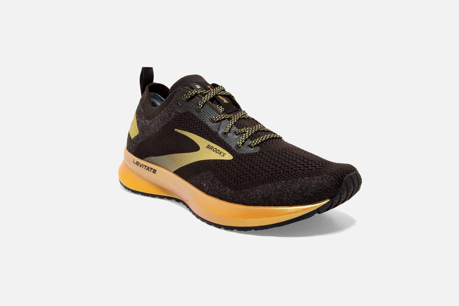 Brooks Levitate 4 Road Running Shoes Womens Black/Gold 782064-KMU